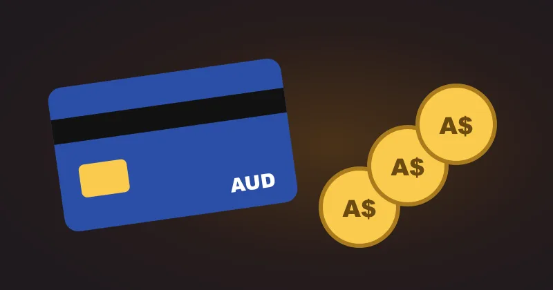 Viva96 Casino payments in AUD illustrated with a bank card and gold coins